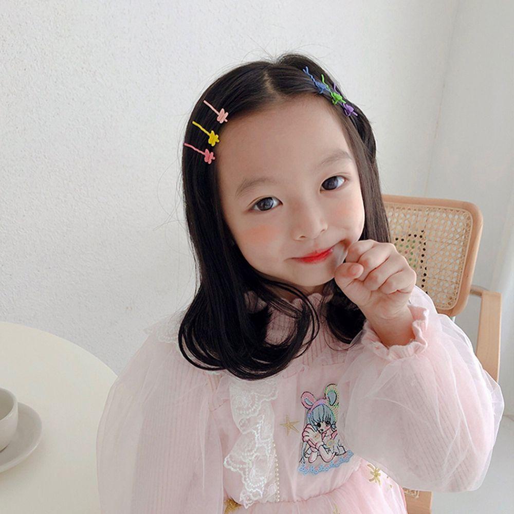 Bộ Kẹp Tóc Hình Nơ Mặt Cười Màu Kẹo Họa Tiết Hoạt Hình Phong Cách Hàn Quốc Cho Bé Gái