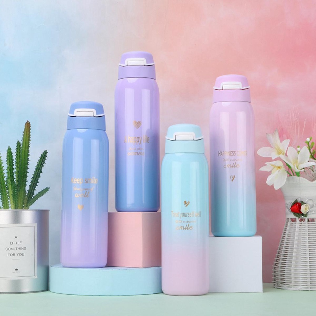 Bình Nước Giữ Nhiệt 480ml Màu Sắc Tuyến Tính Bằng Thép Không Gỉ