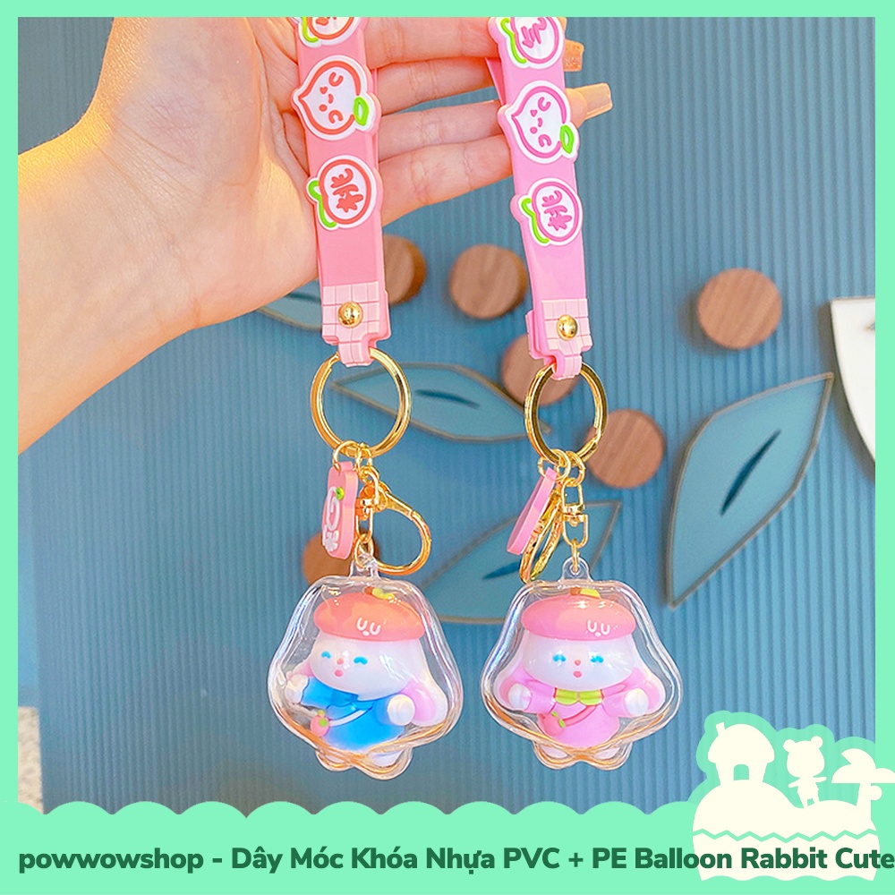 [Sẵn VN - Hỏa Tốc] Dây Móc Khóa Nhựa PVC + PE Mẫu Ballon Rabbit Cute