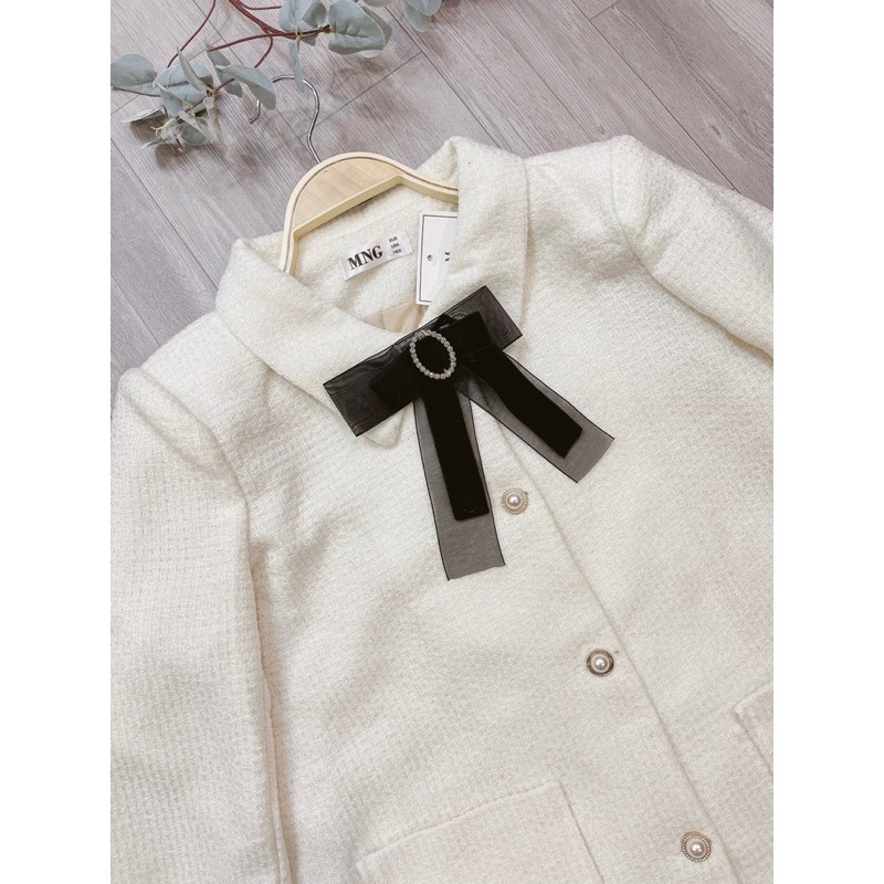 Áo dạ nơ cúc ngọc