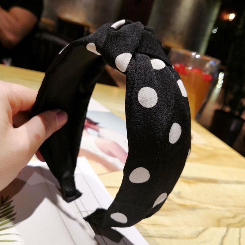 Băng Đô Bờm Turban Cài Tóc Họa Tiết Chấm Bi Khung Cứng !
