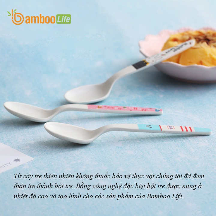 Dĩa, nĩa ăn dặm cho bé sợi tre Bamboo Life BL766 an toàn cho bé phong cách Nhật Bản