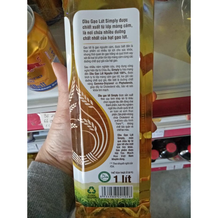 Dầu Ăn Gạo lứt Simply 1 lít