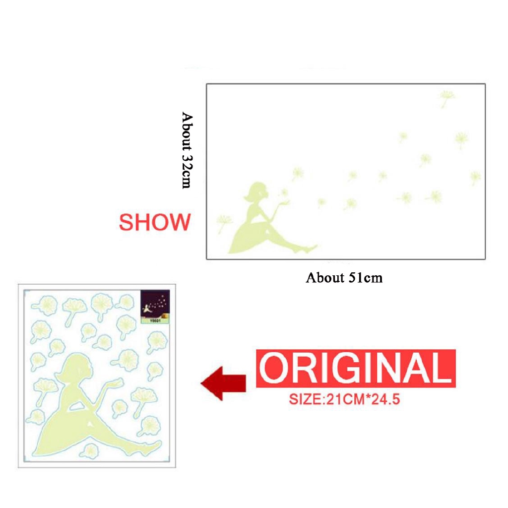 KUNHEV 4 mẫu sticker dạ quang dán tường phát sáng trong đêm tối