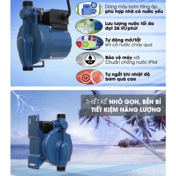 Máy bơm tăng áp Kangaroo Model KG 125ZP 220V 50Hz 3uF