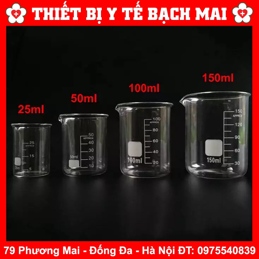 [Bomex] Cốc Thuỷ Tinh Chịu Nhiệt Thí Nghiệm (beaker, becher, cốc đốt thấp thành) 50ml - 1000ml