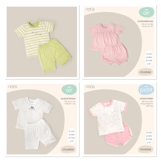 [ Nous ] Bộ cộc tay cài vai Nous chất liệu pettit cho bé trai, bé gái từ 12M- 24M