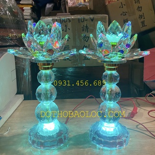 Đèn pha lê hoa sen 3 cục bông cao cấp nhập khẩu từ Đài Loan cao 34cm