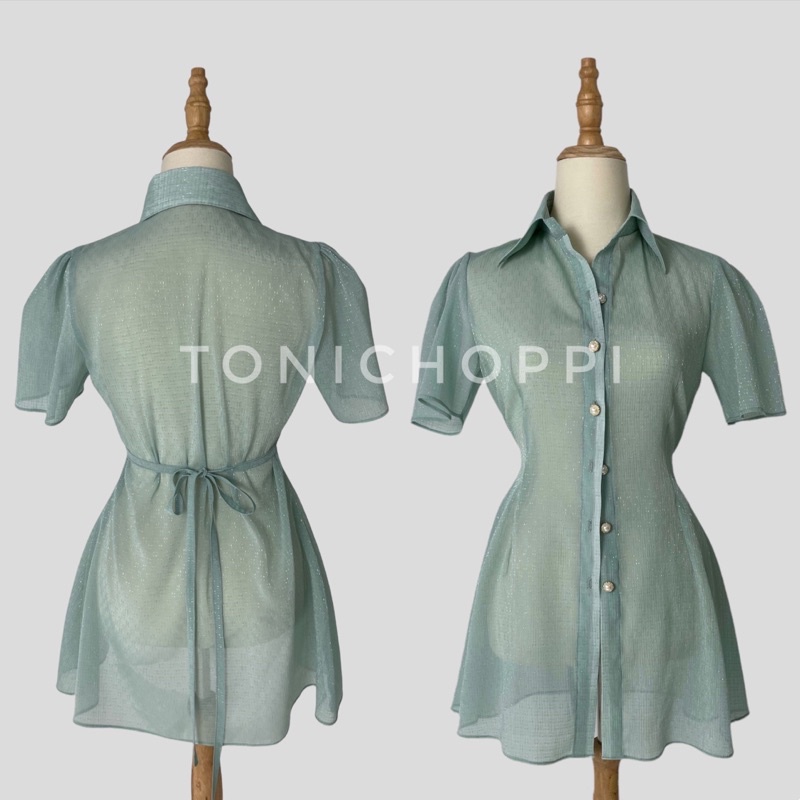 Set đầm hai dây và áo sơmi nhấn eo - ToniChoppi