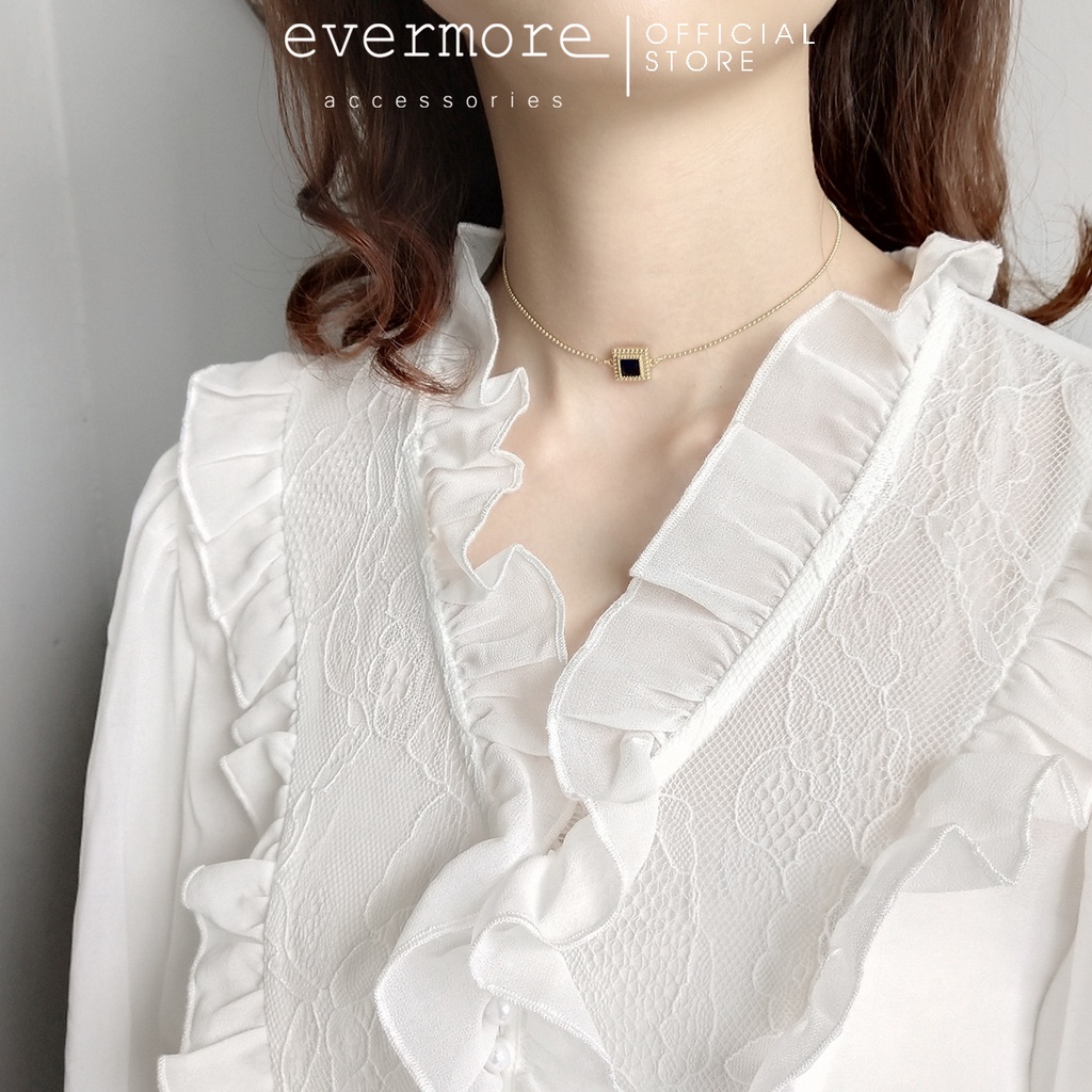 Dây chuyền bạc mạ vàng 14K EVERMORE, vòng cổ vuông đính đá thanh lịch, minimalism - D029