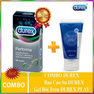 Bao cao su durex performa 12s + gel durex 50ml