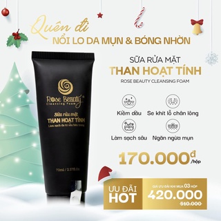 SỮA RỬA MẶT THAN HOẠT TÍNH ROSE BEAUTY WHITESKIN