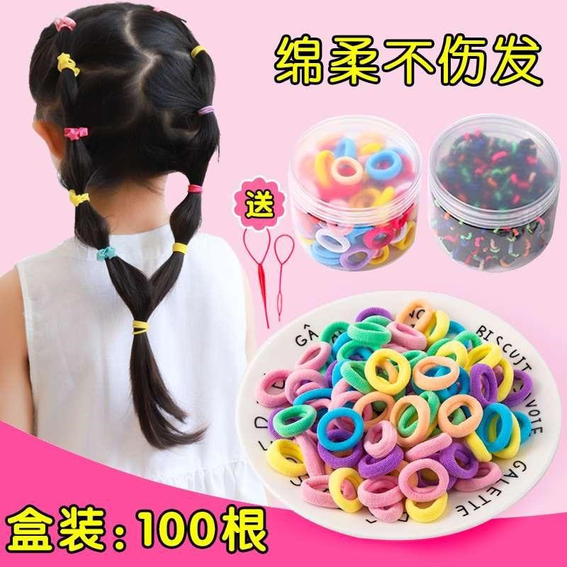(Bán Buôn Sỉ) Hộp 100 dây buộc tóc nữ nhiều màu xinh xắn