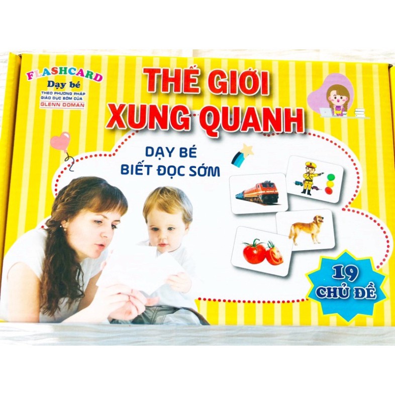 Bộ Thẻ Học Thông Minh 19 Chủ Đề loại to song ngữ tiếng Anh loại chuẩn Glenn Doman Flashcard cho bé từ 0-6 tuổi.