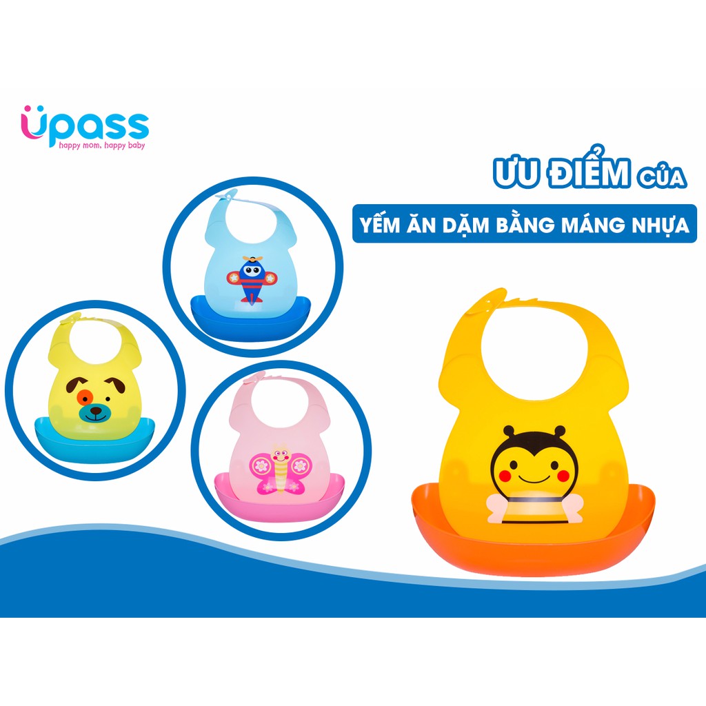 Yếm ăn dặm chống thấm có máng hứng Upass Thái Lan