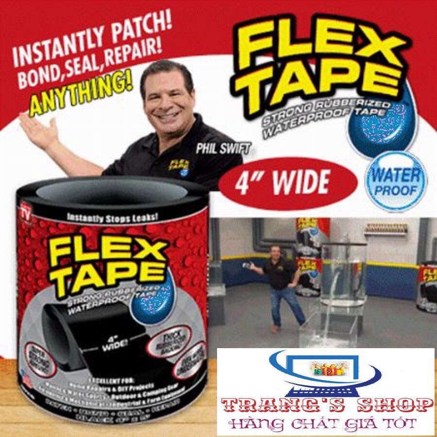 Băng dính chịu nước siêu khỏe đa năng Flex Tape - Hàng nhập khẩu, công nghệ USA + tặng kèm 1 dụng cụ lấy ráy tai có đèn