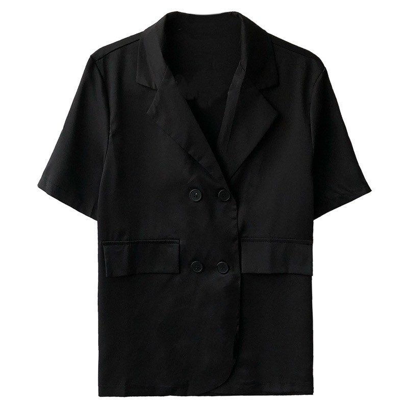 Áo Khoác Blazer Tay Ngắn Dáng Rộng Màu Trơn Phong Cách Hàn Quốc Aoblazercoctay6087
