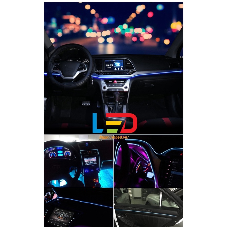Dây đèn led đơn sắc ánh sáng lạnh , RGB trang trí viền nội thất ô tô, xe hơi tiện dụng