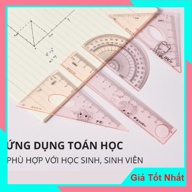 Bộ 4 dụng cụ eke học sinh Klong 437 - 1 bộ eke thước kẻ đo góc tam giác vuông