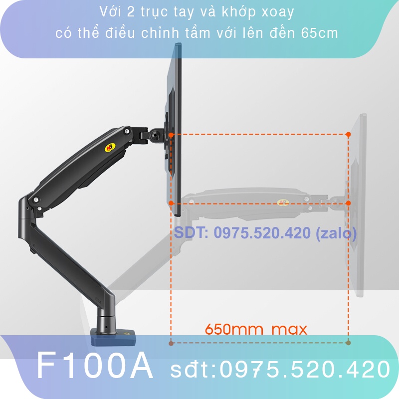 F100A [Màu TRẮNG/ĐEN]  /Giá Treo Màn hình máy tính/ Tay treo màn hình/ [Màn Hình 22&quot; - 35&quot;] [Cao cấp hơn XL03 F80]  #NB