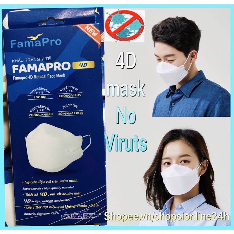 ✅ {Chính hãng} Hộp 10 cái khẩu trang y tế 4D Famapro Nam Anh