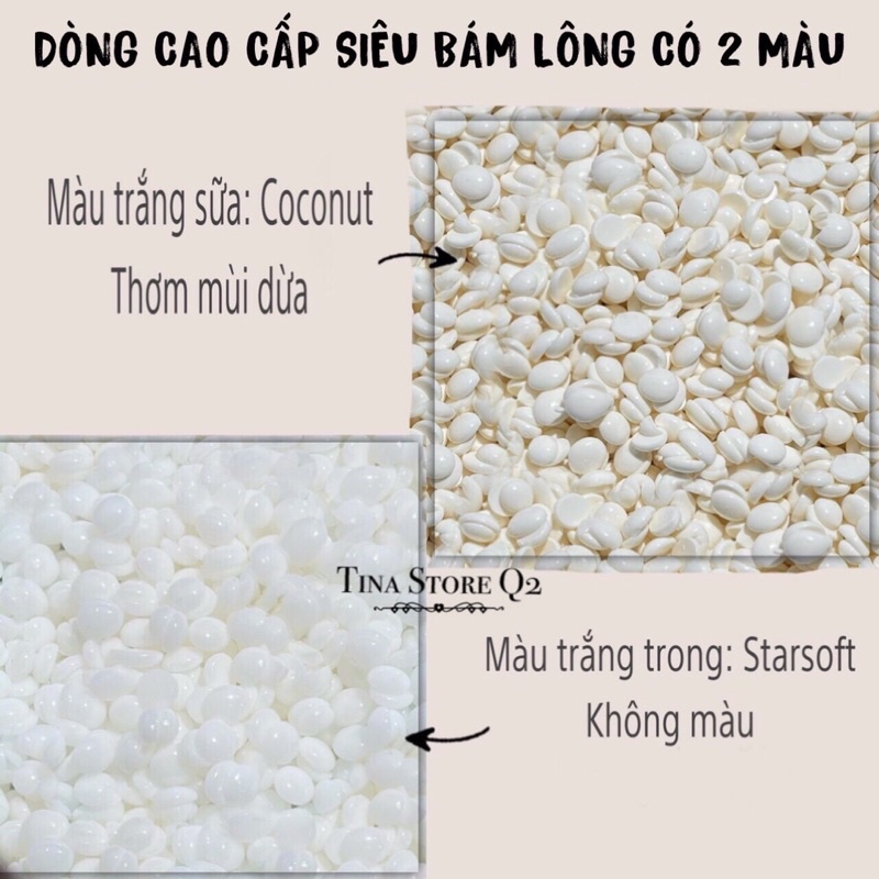 sáp wax lông trắng trong hard wax bean nhập khẩu 100gr , giúp tẩy sạch lông vùng kín , tay chân , nách - tinastoreq2