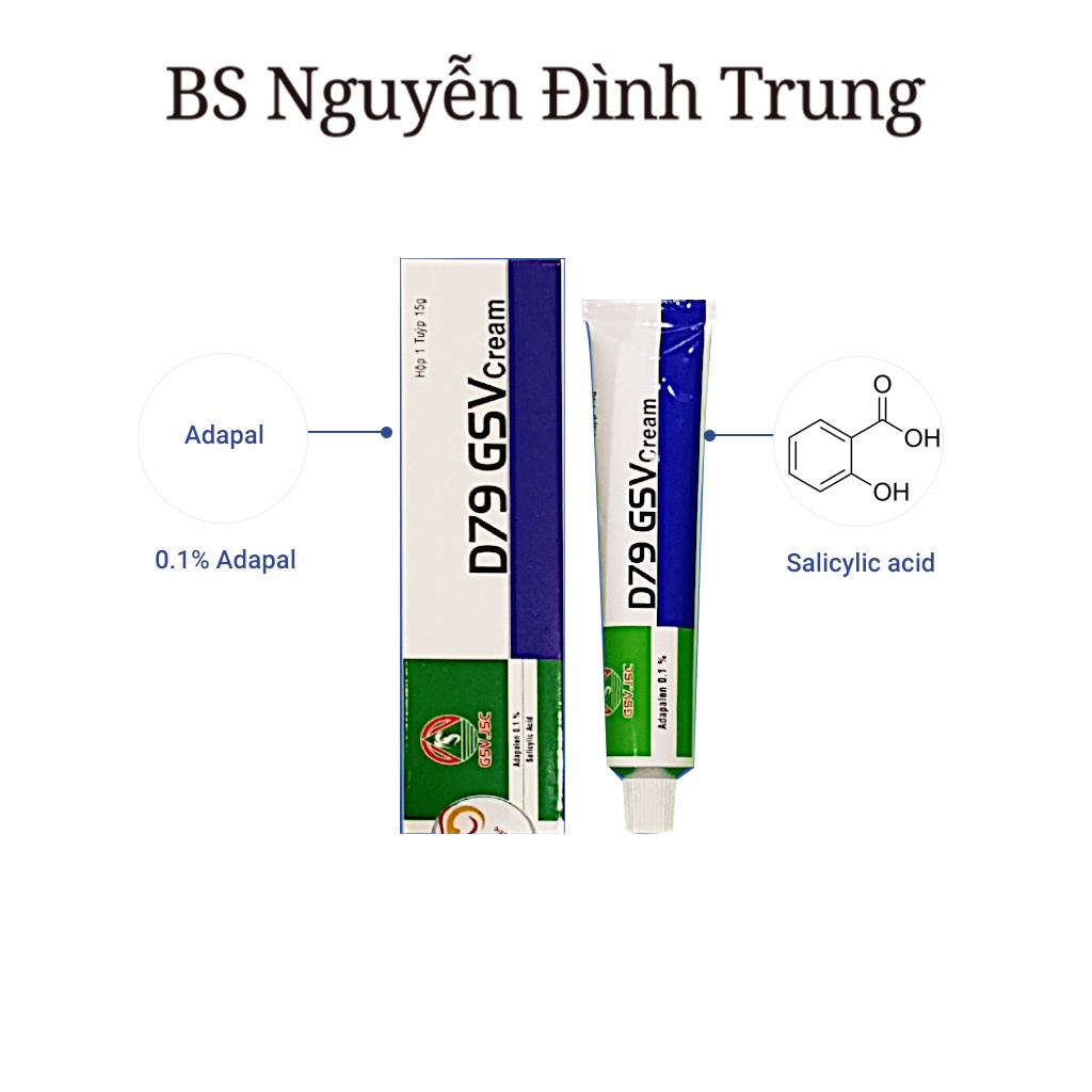 D79 GSV Cream Giảm Mụn Trứng Cá, Mụn Lưng, Dày Sừng Nang Lông 15g - BS Nguyễn Đình Trung