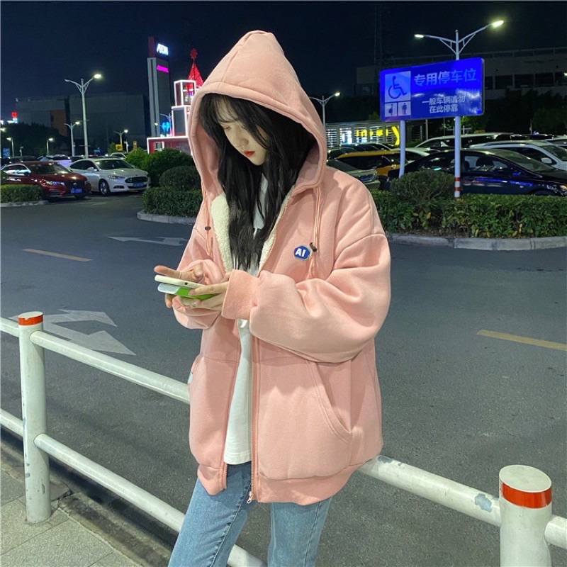 Áo khoác nỉ hoodie lót bông cực ấm ulzzang Hàn Quốc [Yannie] | BigBuy360 - bigbuy360.vn