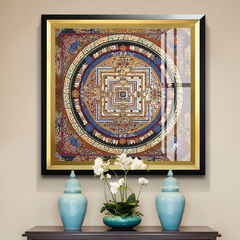 Tranh mật tông thangka Hoàng Thần Tài Jambala khung composite xịn xò Tranh Liễn Phật Giáo  20819614661