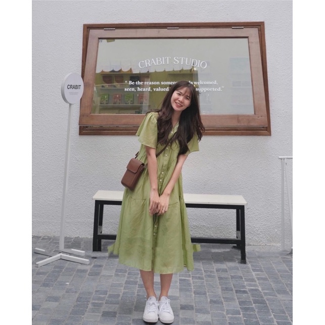 Đầm - Váy babydoll vải tơ mềm 2 lớp cộc tay xoè dài