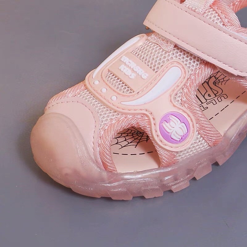 Sandal có đèn led cho bé trai, bé gái (21-30)- dép quai hậu rọ cho bé phối lưới thoáng khí, đế PU êm chân (sz21-sz30)860