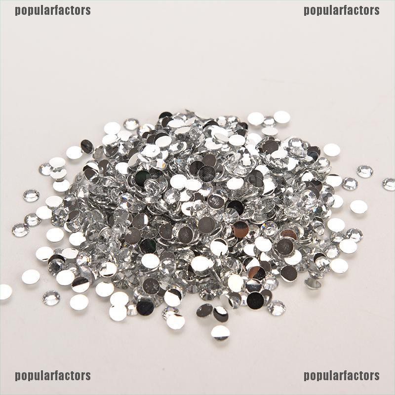 (Hàng Mới) Bộ 1000 Hạt Kim Cương Tròn Với Bề Mặt Phẳng Trang Trí Móng Tay DIY