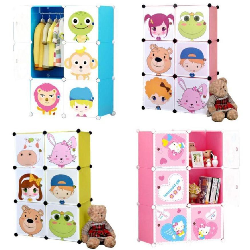 Tủ nhựa ghép 6 ô đa năng đủ ngăn 6 ô tặng thanh treo