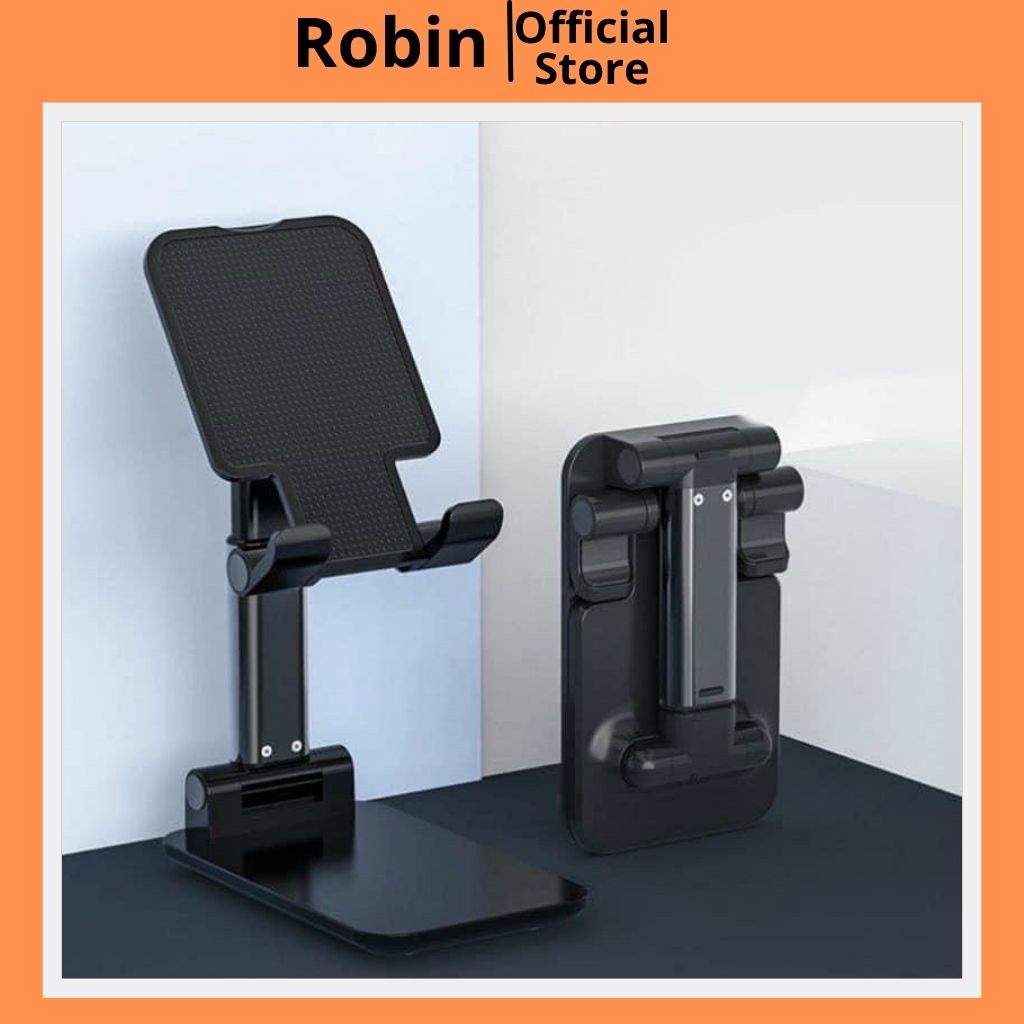 Giá đỡ điện thoại để bàn gấp gọn, khung nhựa cao cấp chắc chắn, góc xoay linh hoạt cho mọi điện thoại – Robin Store