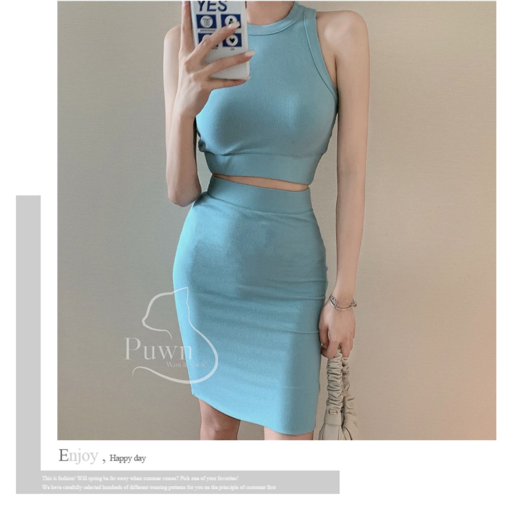 Set váy body croptop tôn dáng quyến rũ trẻ trung Puwn Shop