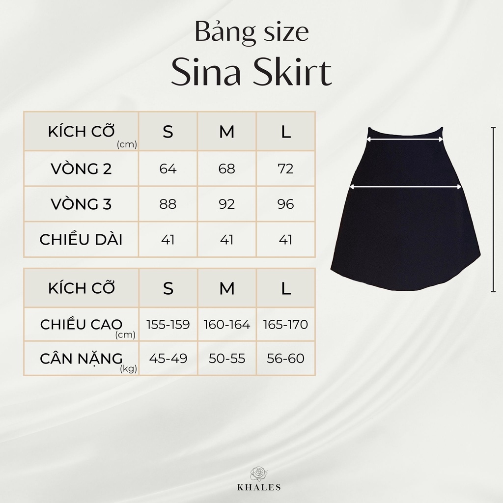 Chân váy mini KHALES Sina vải tuyết mưa cạp cao, dáng chữ A