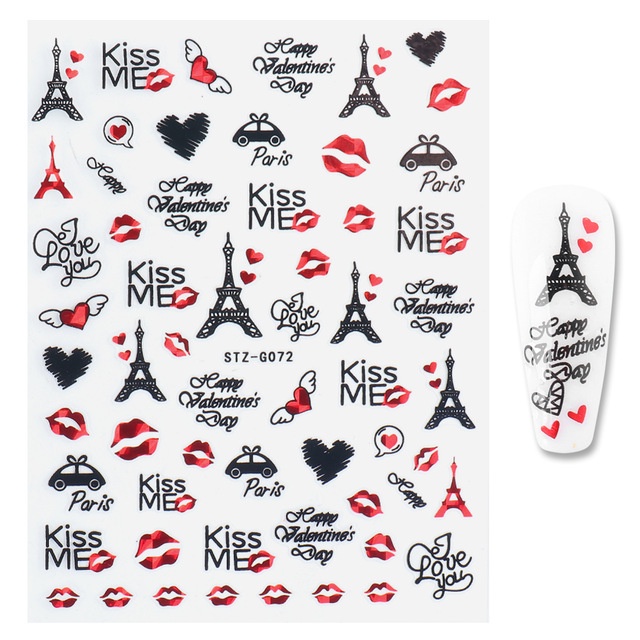 Miếng Dán Móng Tay Phong Cách Retro Phương Tây Cho Ngày Valentine