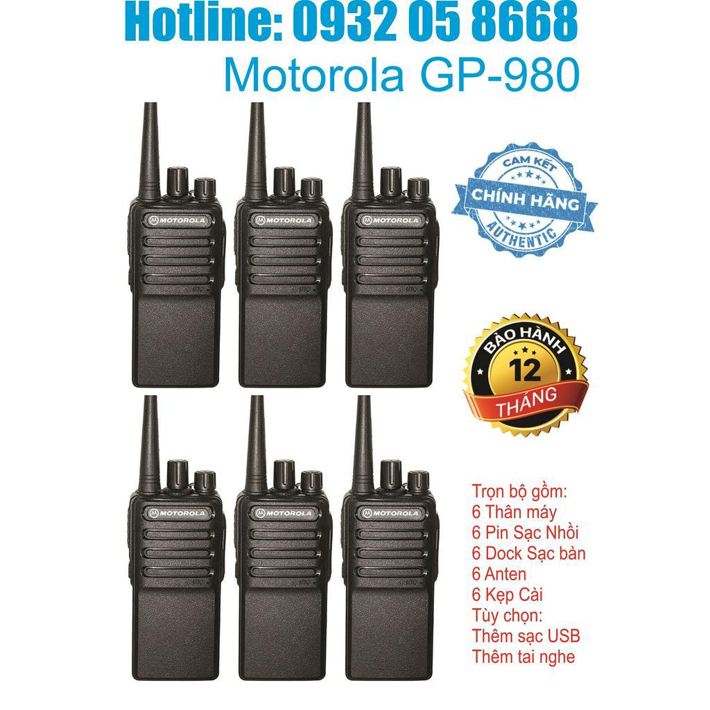 Bộ 6 Máy Bộ Đàm Motorola GP980 - Nhỏ Gọn, 2 Chế Độ Sạc, Độ Bền Cao