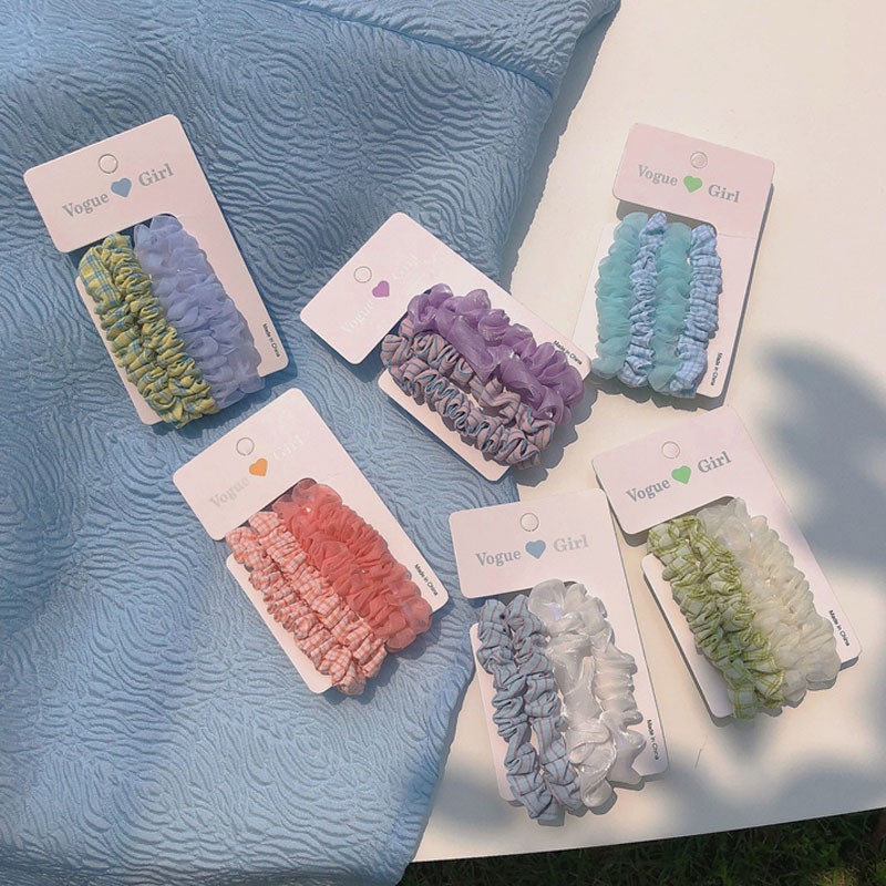 [Mã SKAMCLU8 giảm 10% cho đơn từ 100K] Set 4 dây cột tóc vải Scrunchies Hàn Quốc bản nhỏ xinh xắn cho nữ