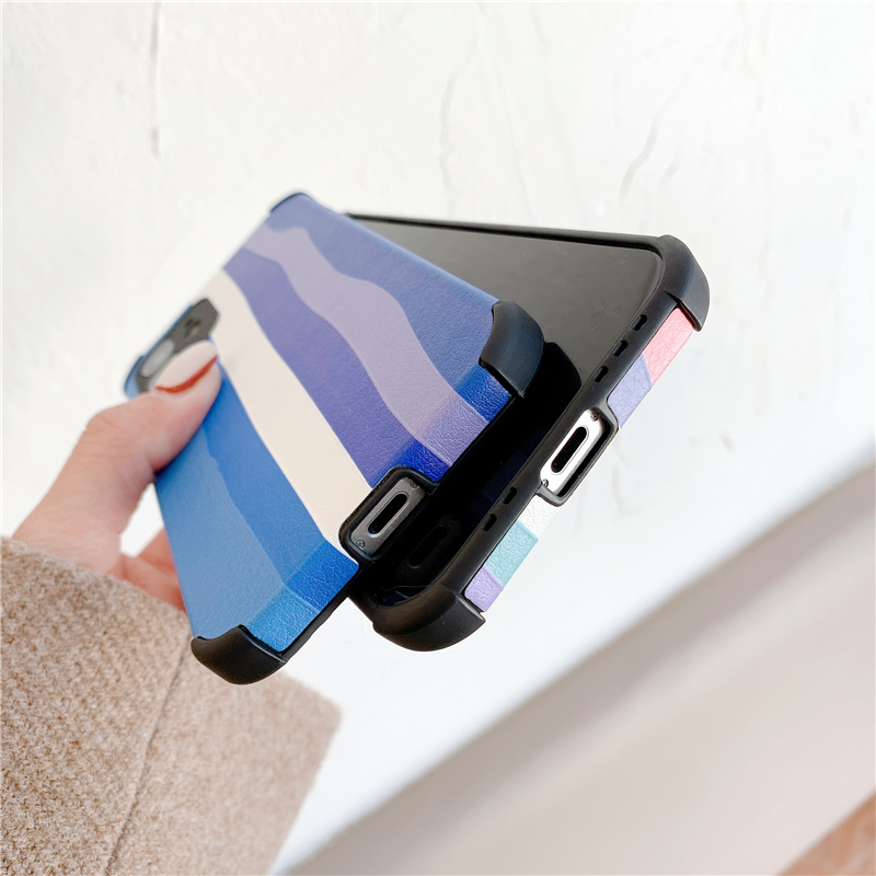Lambskin Case for iPhone 12 11 Pro Max X XR Four Angle Anti Fall Case 6 7 8 6s Plus Rainbow Printing Casing | BigBuy360 - bigbuy360.vn