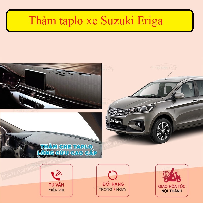 Thảm taplo xe Suzuki Ertiga chất liệu nhung lông cừu, da carbon 3 lớp có chống trượt