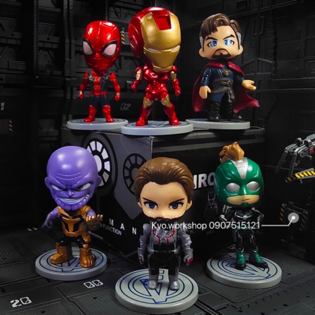 [Trọn bộ 6 con] Mô hình 6 hỗn hợp Chibi Marvel