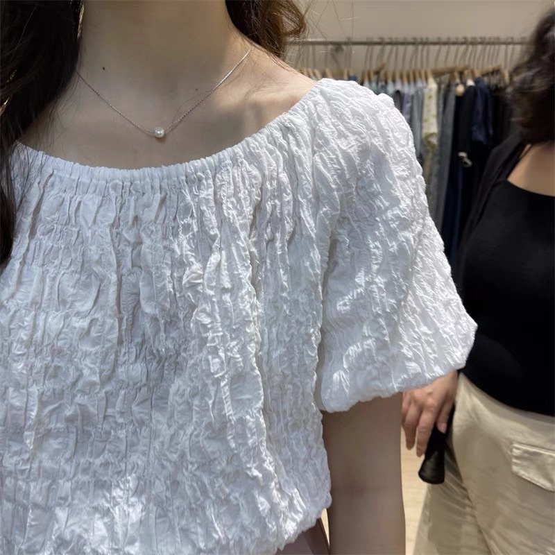 Áo nữ trễ vai xinh mặc hai kiểu vải xốp nhật m123