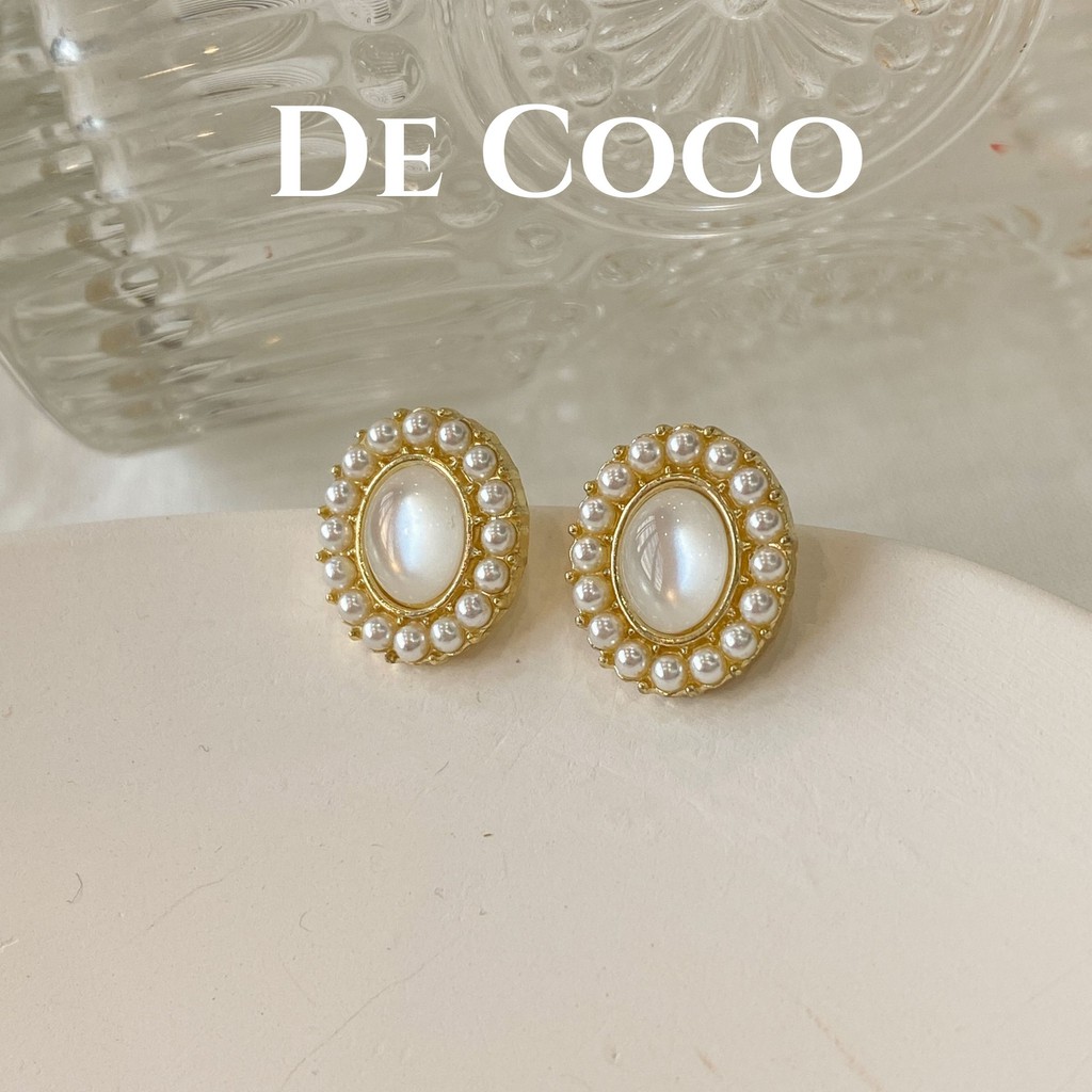 Khuyên tai vintage oval mini De Coco