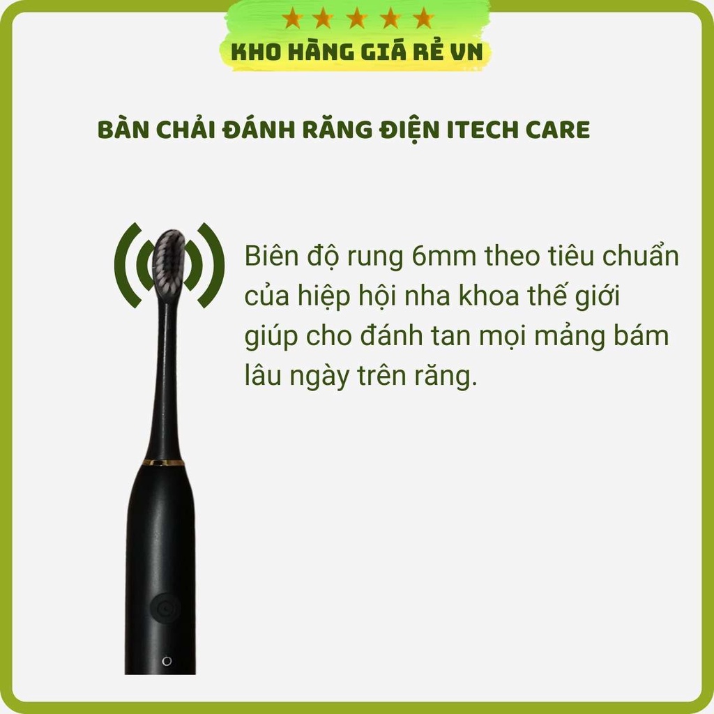 Bàn chải đánh răng điện sóng âm máy đánh răng tự động 6 tốc độ với lông chải siêu mềm giá sỉ lẻ Kho hàng giá rẻ VN