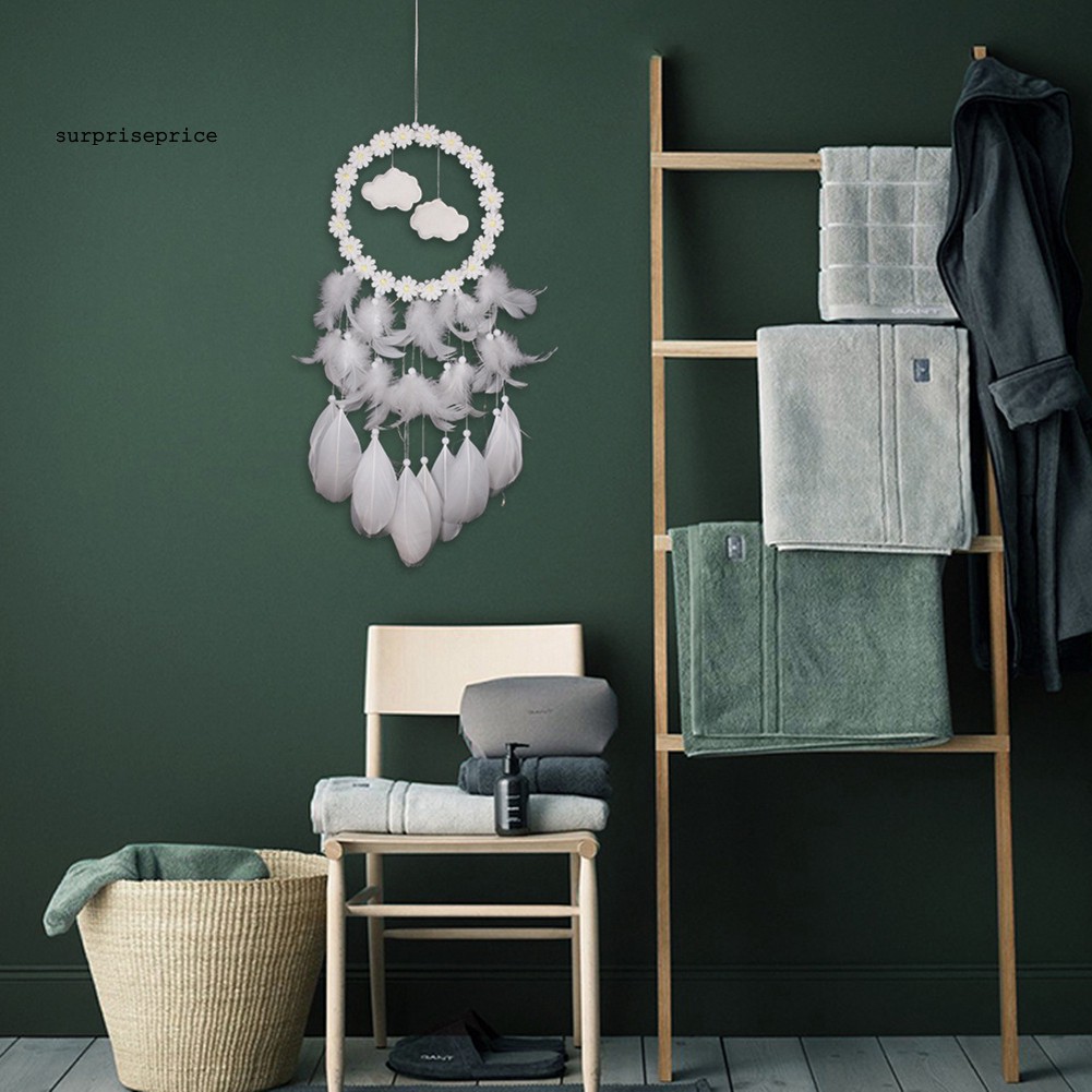 Dream Catcher phối lông vũ / hoa / mặt hình mây xinh xắn dùng trang trí nội thất