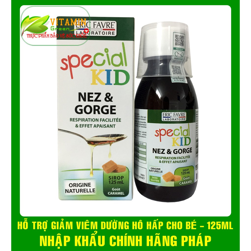 SPECIAL KID NEZ &amp; GORGE GIẢM VIÊM HỌNG, VIÊM PHẾ QUẢN CHO BÉ 125ml | NHẬP KHẨU CHÍNH HÃNG PHÁP