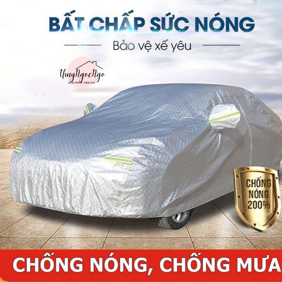 Bạt phủ xe ô tô, Bạt trùm xe hơi có lớp tráng nhôm cách nhiệt chống nắng chống mưa, chống xước