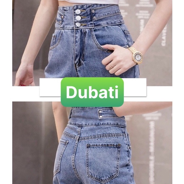 QUẦN BAGGY JEAN NỮ XANH 3 NÚT LƯNG SIÊU CAO NÂNG MÔNG HÀN QUỐC CAO CẤP - DB 396- DUBATI FASHION