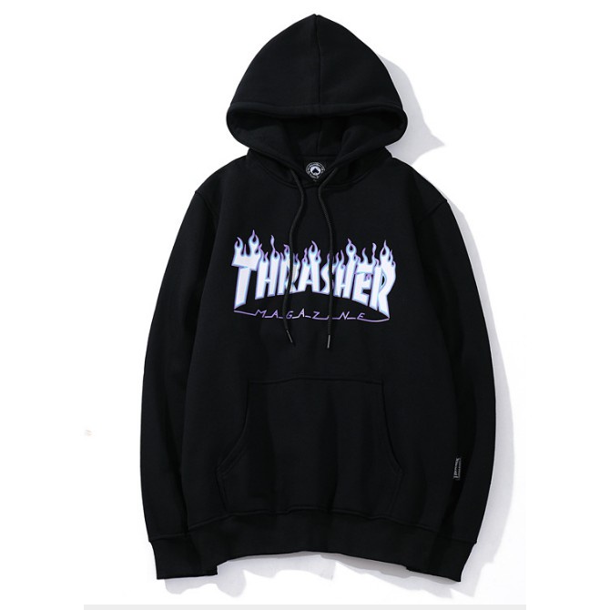 Plus Áo hoodie In Chữ Thrasher Và Ngọn Lửa Cá Tính Thời Trang 2019 Cho Nam